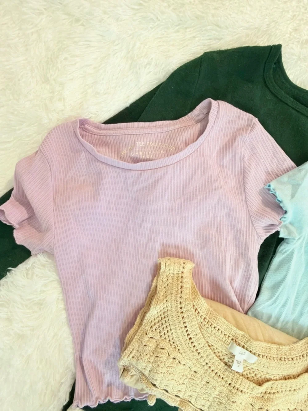Bundle 4 Women’s Tops Sz M: J. Jill Crochet Tank, Umgee, Ribbed Tees - Mixed